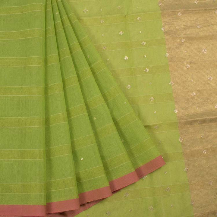 Chanderi Silk Cotton Sequin Embroidered Saree 10042243