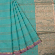 Blue Chanderi Sequin Embroidered Saree 10042251