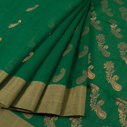 Green Handwoven Chanderi Saree 10042252