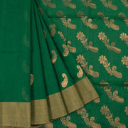 Green Handwoven Chanderi Saree 10042252