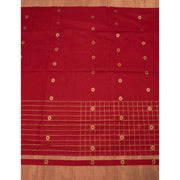 Red Handwoven Chanderi Saree 10042254