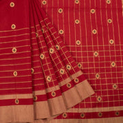 Red Handwoven Chanderi Saree 10042254