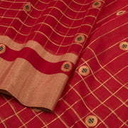 Red Handwoven Chanderi Saree 10042254