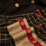 Black Handwoven Chanderi Saree 10042257