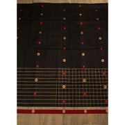 Black Handwoven Chanderi Saree 10042257