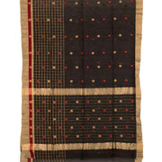 Black Handwoven Chanderi Saree 10042257