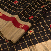 Black Handwoven Chanderi Saree 10042257