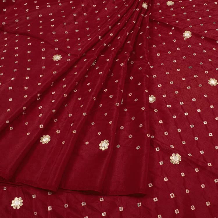 Bandhani Mulberry Silk Sequin Embroidered Saree 10044274