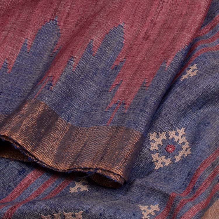 Handloom Kutchi Embroidered Khadi Tussar Silk Saree 10046885