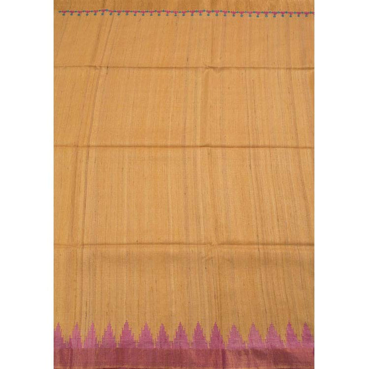 Handloom Kutchi Embroidered Khadi Tussar Silk Saree 10046886