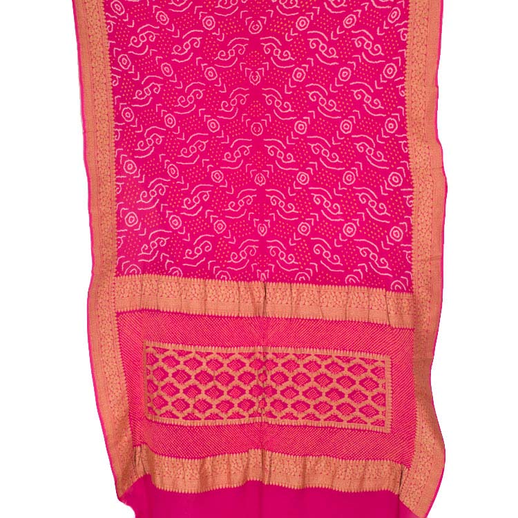 Handcrafted Bandhani Banarasi Georgette Saree 10049910