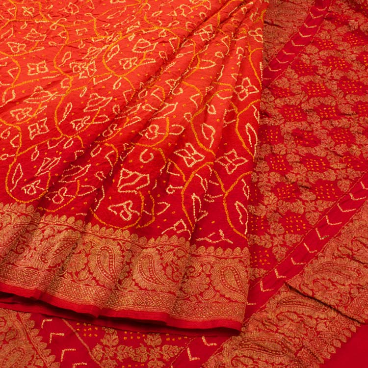 Handcrafted Bandhani Banarasi Georgette Saree 10049913