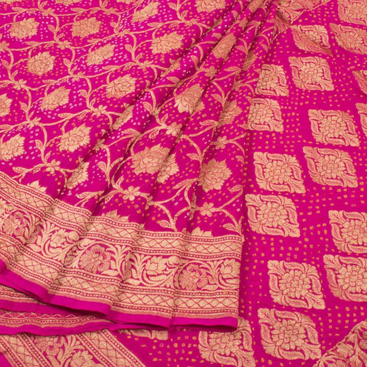 Handcrafted Bandhani Banarasi Georgette Saree 10049918