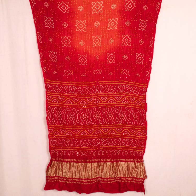 Handcrafted Bandhani Gajji Silk Saree 10049926