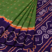 Green Handcrafted Bandhani Mulmul Cotton Saree 10052009