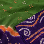 Green Handcrafted Bandhani Mulmul Cotton Saree 10052009