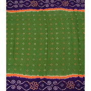 Green Handcrafted Bandhani Mulmul Cotton Saree 10052009