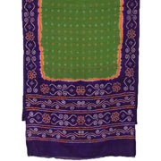 Green Handcrafted Bandhani Mulmul Cotton Saree 10052009