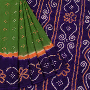 Green Handcrafted Bandhani Mulmul Cotton Saree 10052009