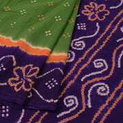 Green Handcrafted Bandhani Mulmul Cotton Saree 10052009