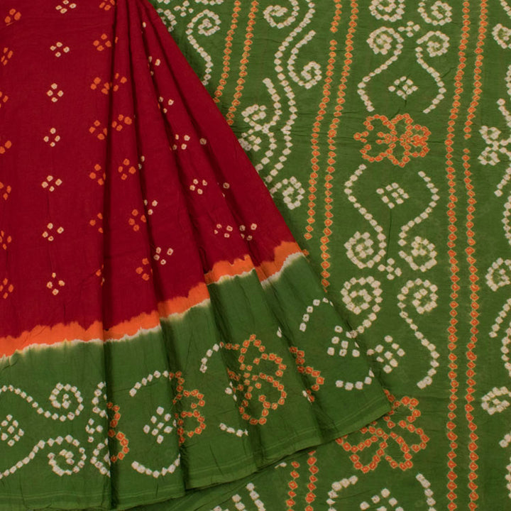 Handcrafted Bandhani Mulmul Cotton Saree 10052012