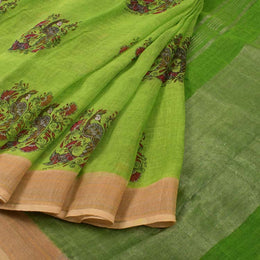 Printed Bhagalpur Linen Saree 10034683