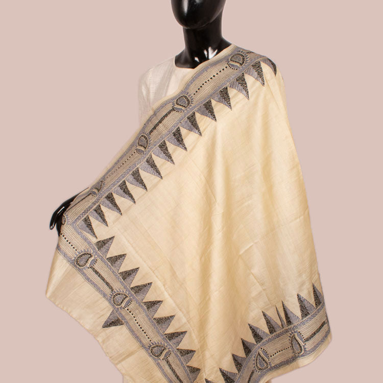 Kantha Embroidered Tussar Silk Dupatta 10051072