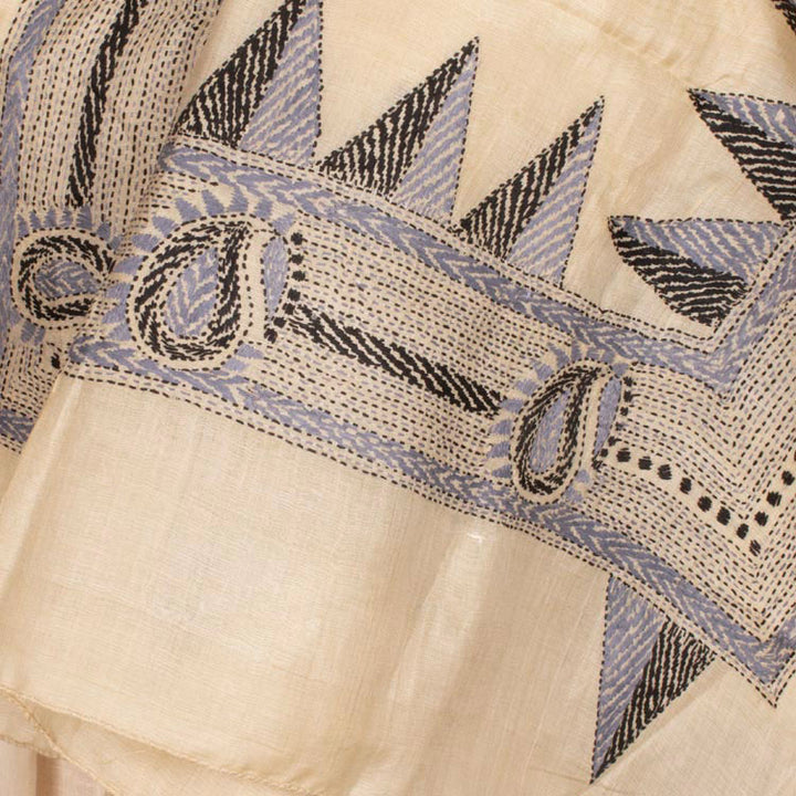 Kantha Embroidered Tussar Silk Dupatta 10051072