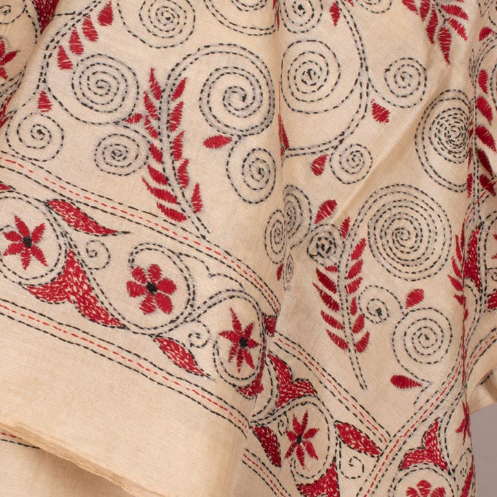 Kantha Embroidered Tussar Silk Dupatta 10051073
