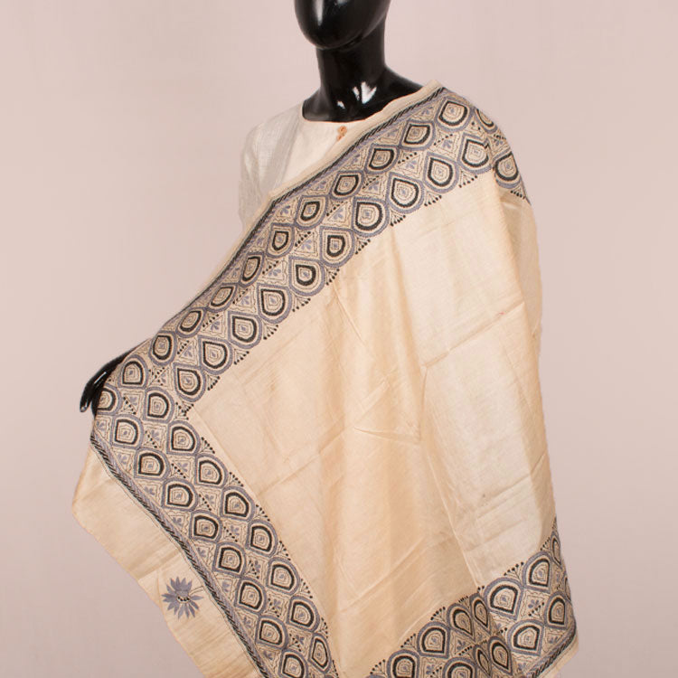 Kantha Embroidered Tussar Silk Dupatta 10051081