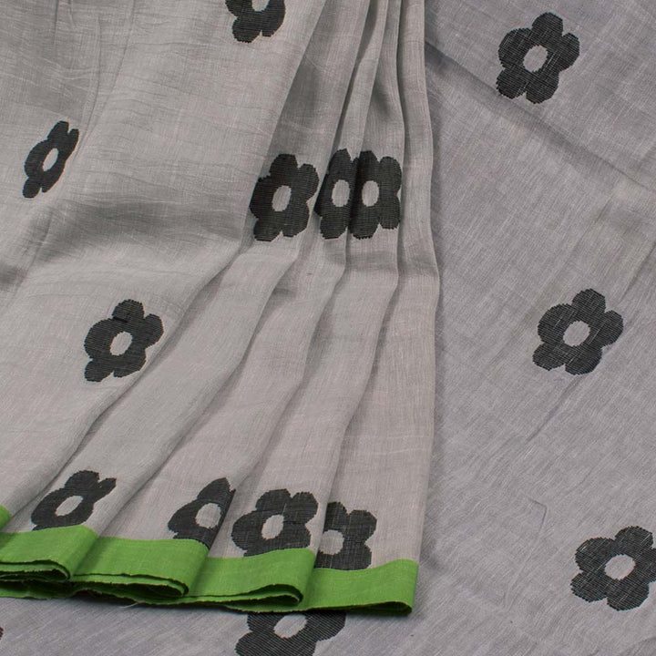 Handloom Jamdani Linen Cotton Saree 10033218