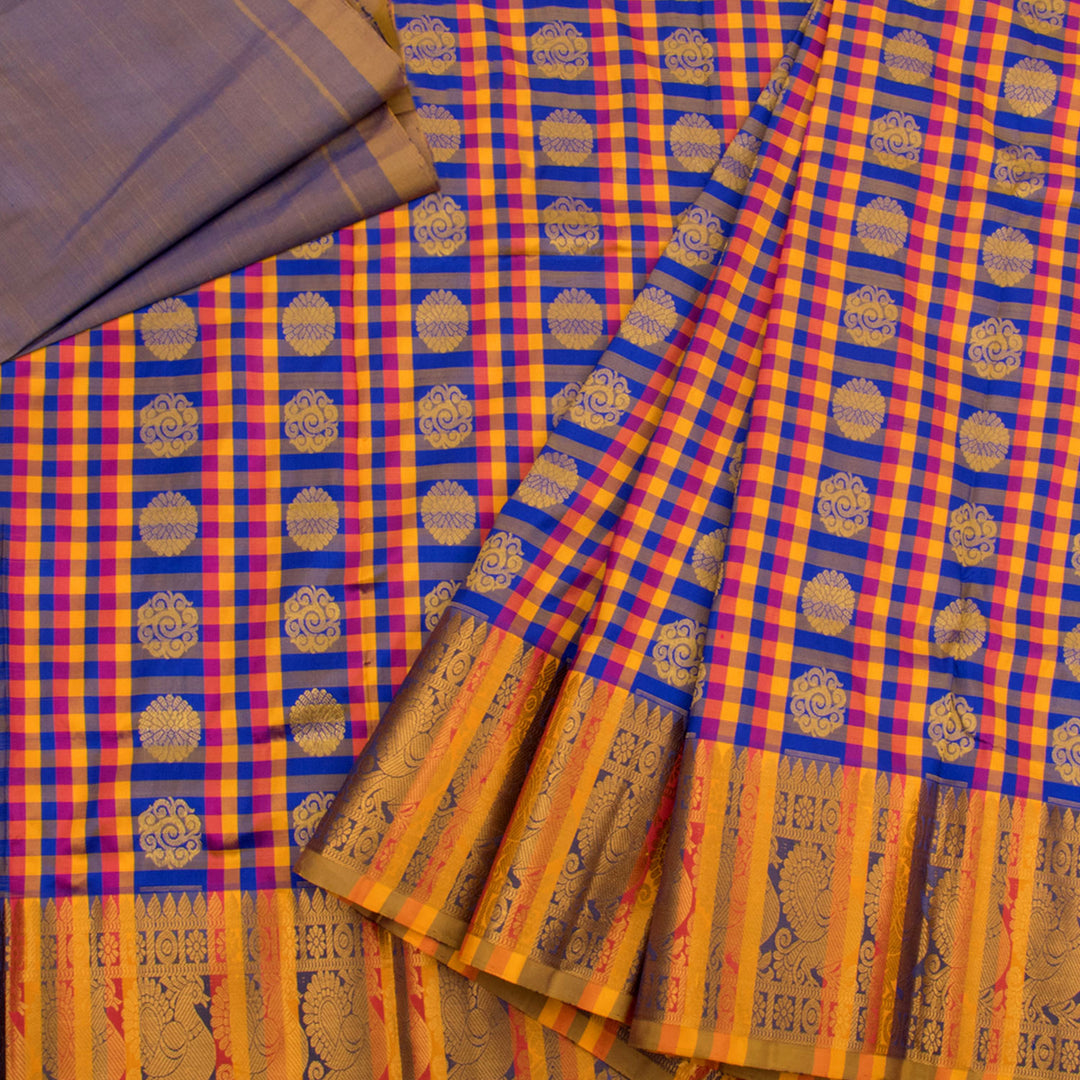 5 to 9 Year Size Pure Zari Kanchipuram Pattu Pavadai Material 10026359