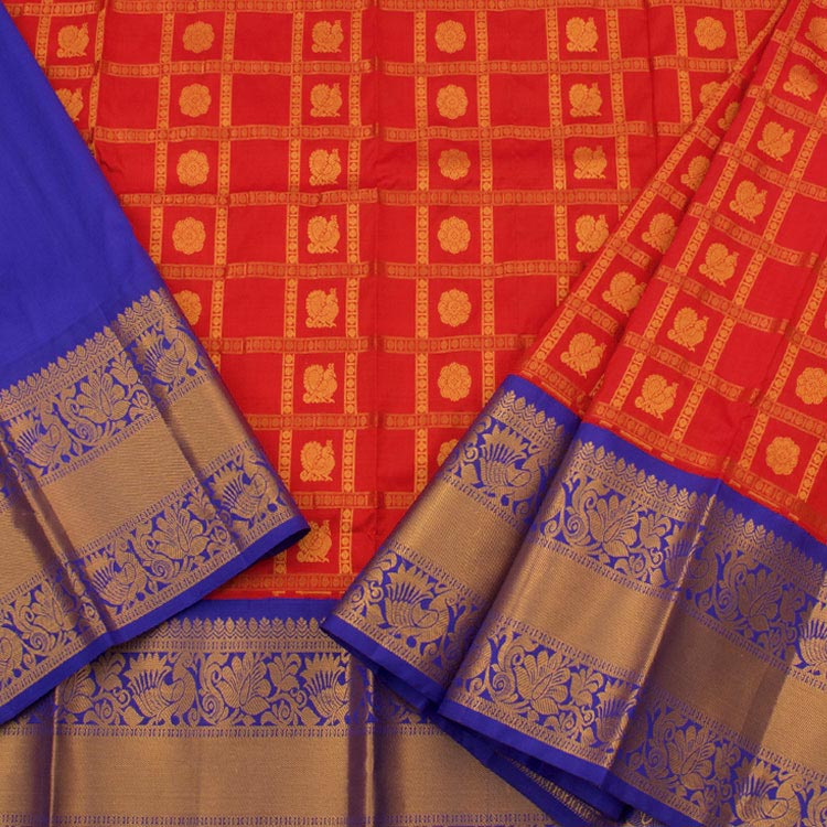 5 to 9 Year Size Pure Zari Kanchipuram Pattu Pavadai Material 10050483