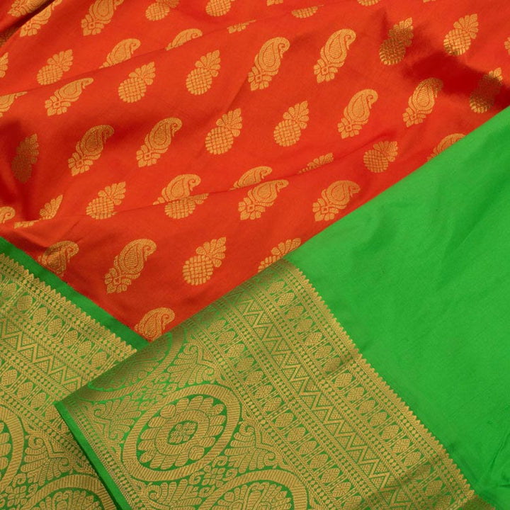 5 to 9 Year Size Pure Zari Kanchipuram Pattu Pavadai Material 10050487