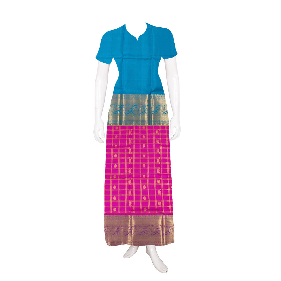 2 to 4 Year Size Pure Zari Kanchipuram Pattu Pavadai Material 10051590