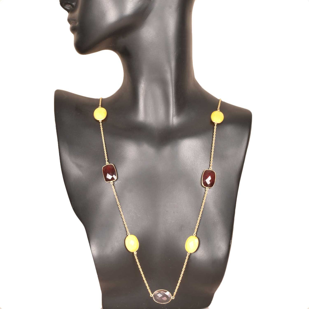 Handcrafted Alloy Metal and Cutstone Necklace 10024735