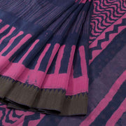 Hand Block Printed Indigo Saree 10040225