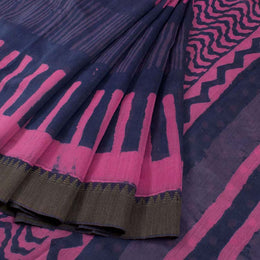 Hand Block Printed Indigo Saree 10040225