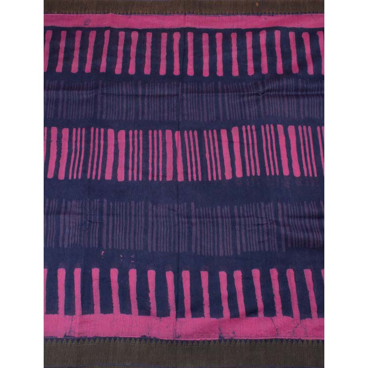 Hand Block Printed Indigo Silk Cotton Saree10040225
