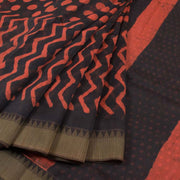 Hand Block Printed Indigo Saree 10040226