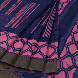 Hand Block Printed Indigo Saree 10040230