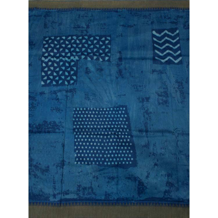 Hand Block Printed Indigo Silk Cotton Saree10040234