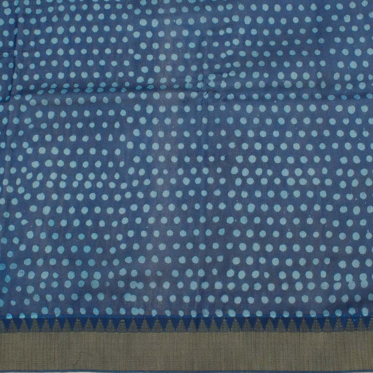Hand Block Printed Indigo Silk Cotton Saree10040235
