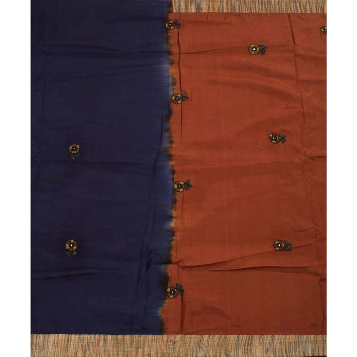 Applique Embroidered Half and Half Silk Saree 10013716