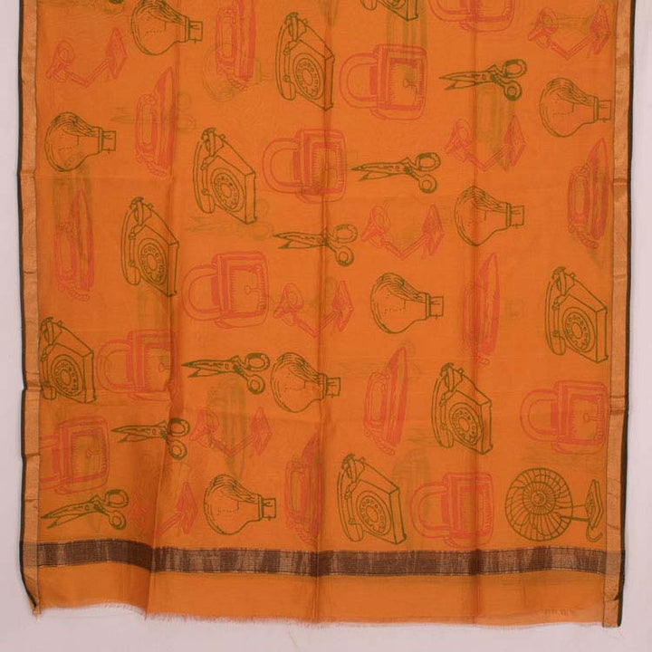 Hand Block Printed Maheshwari Silk Cotton Dupatta 10045812