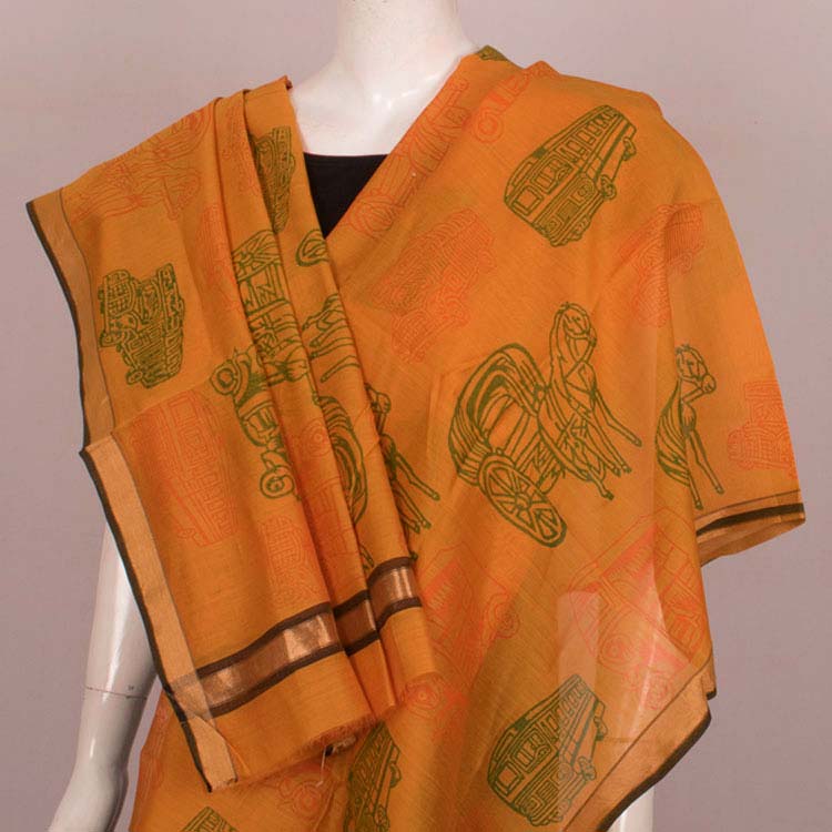Hand Block Printed Maheshwari Silk Cotton Dupatta 10045826