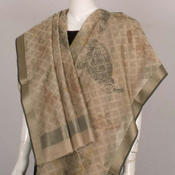 Hand Block Printed Maheshwari Silk Cotton Dupatta 10045827