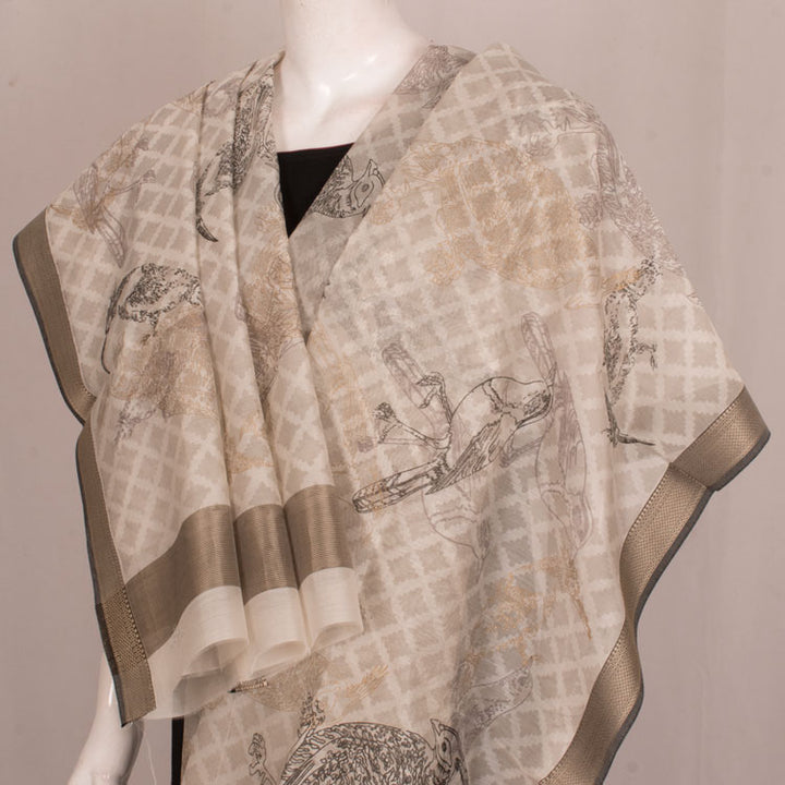 Hand Block Printed Maheshwari Silk Cotton Dupatta 10046877
