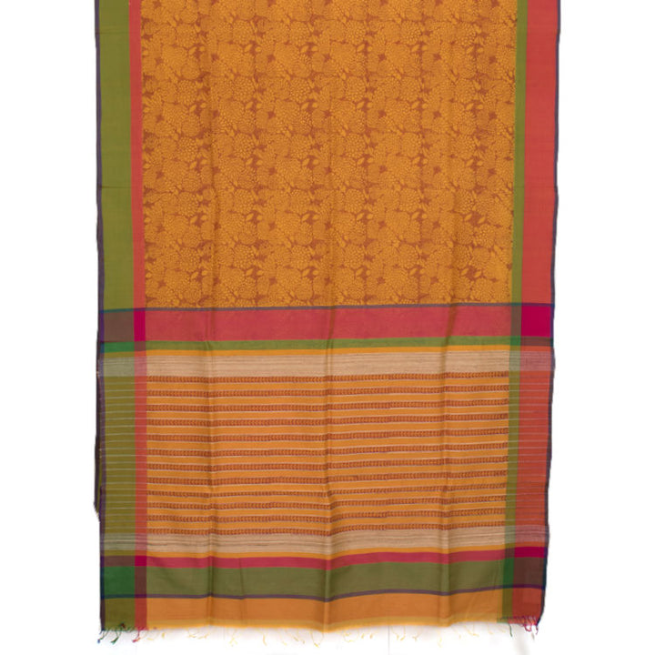 Hand Block Printed Maheshwari Silk Cotton Saree 10039544
