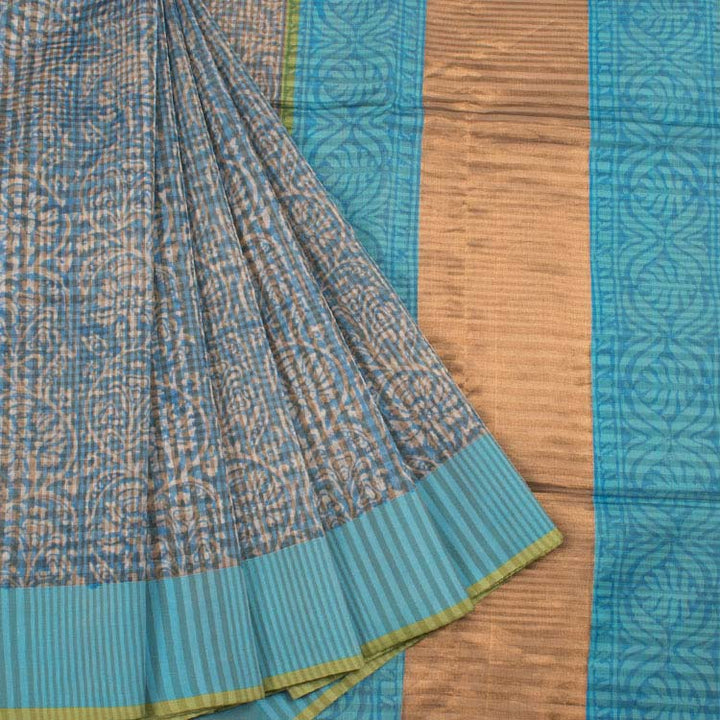 Hand Block Printed Maheshwari Silk Cotton Saree 10039550